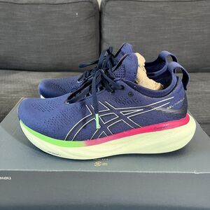 ASICS Gel-Nimbus 25 Navy Blue Running Shoes 1012B356 Women's Size 8.5